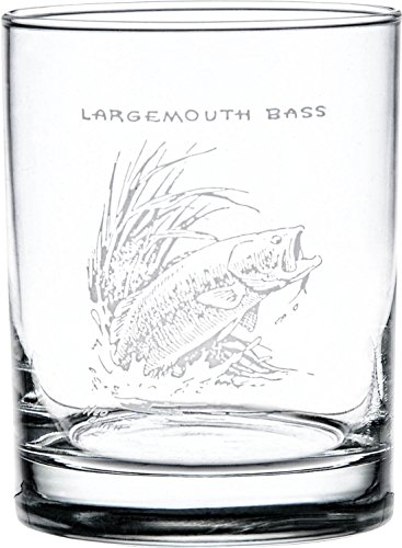 Ned Smith Freshwater Fish 14-Ounce (Dof) Double Old Fashioned Glass Assorted Set Of 4 #TOP2