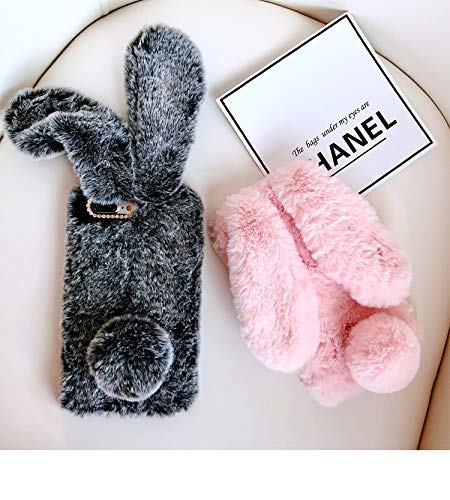 Shinetop Iphone 8 Plus/Iphone 7 Plus Case, Bling Diamond Soft Warm Fluffy Rabbit Fur Case Winter Handmade Bunny Hair Plush With Crystal Bowknot Protective Cover For Iphone 8 Plus /7 Plus 5.5" #TOP2