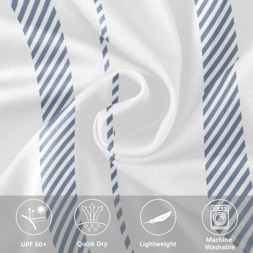 Stripe Blue White UPF 50+ Sun Shirts for Men Comfortable Loose Mens Sun Shirts Protection Long Sleeve Summer 6