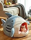 Sedefen Katzenhöhlen Katzenbett Flauschig Hundehöhle Hundebett Hundehütte Weiche Groß für Drinnen Haustierbett Haustier Hundesofa mit Kissen Blau L (50 x 50 x 36 cm)