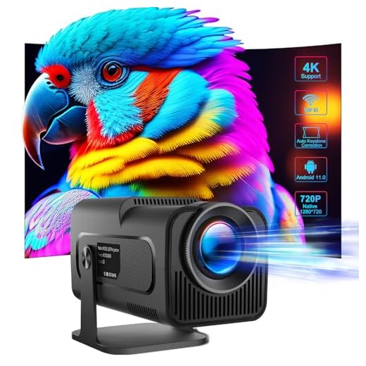 Mini Projetor Portátil Wifi6 BT 5.0, Projetor Inteligente Full HD 1080P Android 11, Projetor Externo Suporte 4K com 390 ANSI 10000 Lumens, Projetor Rotativo 180° para Celular/Notebook/TV Stick