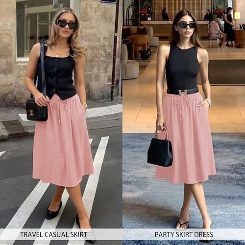 Image of Witsmile Women's Summer Pleated High Waisted Casual Flowy Skirt Pockets