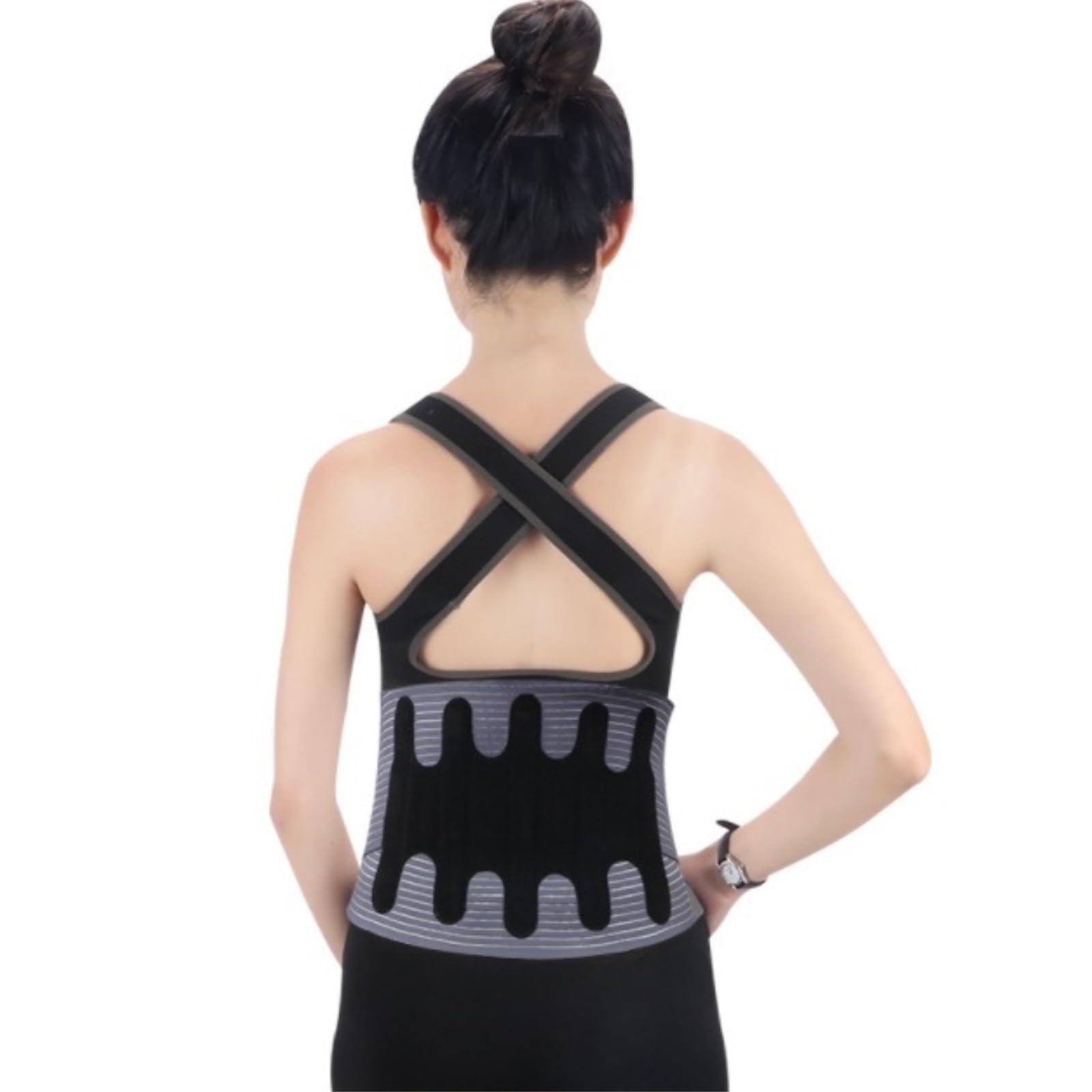 Faja Lumbar Cinturón De Entrenamiento Cintura Transpirable para Descompresión La Columna Vertebral Lumbar para Hombres Y Mujeres Soporte Lumbares(Large)