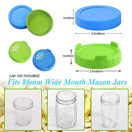 YEVIOR Sprouting Lids,Plastic Sprout Lid,for Wide Mouth Mason Jars, Sprouting Jar Lids Easy Rinse & Drain-Suitable for Grow Bean Sprouts,Alfalfa, Sprouting Kit with Storage Lids–4Pack - Thumbnail 7