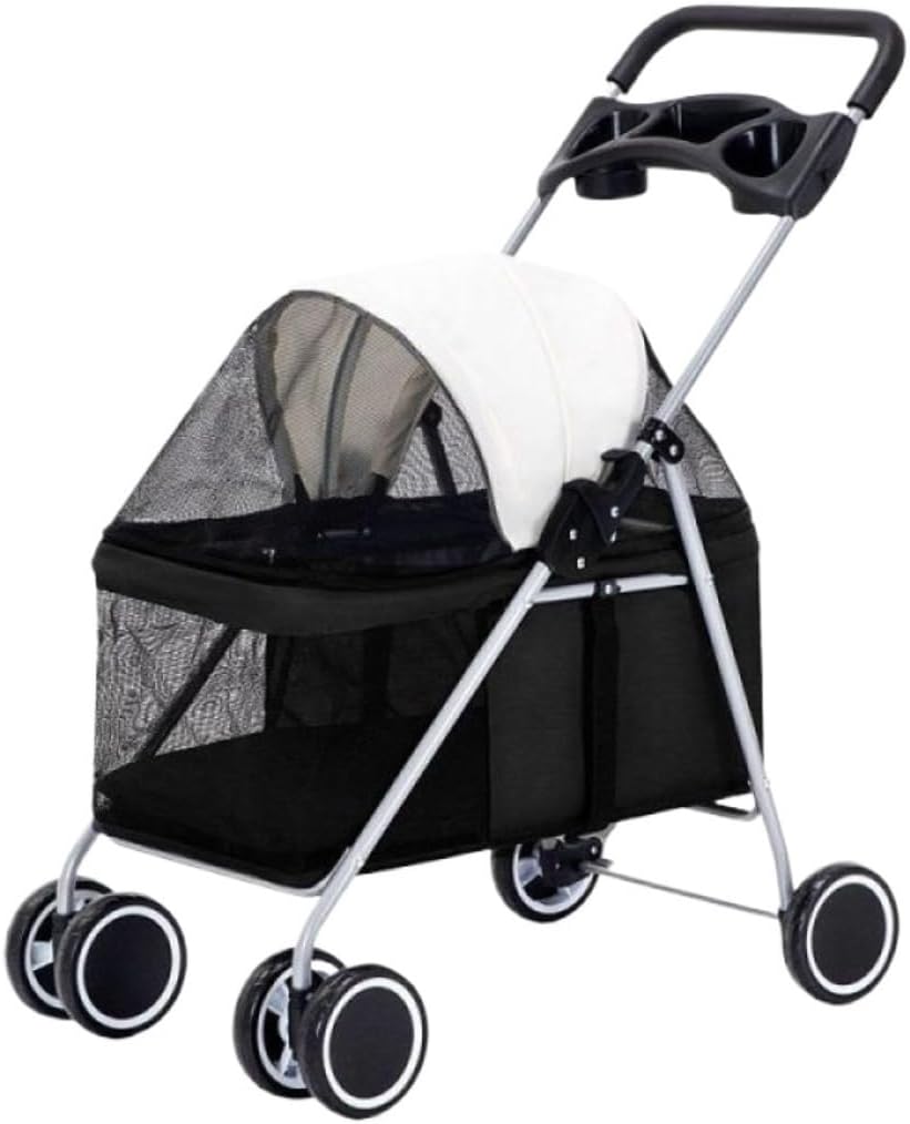 Stroller for Cats Dog Stroller Pet Cat Dog Stroller Travel Carrier with Cup Holders, 22Lbs Capacity Folding Strolling Cart Pet Carrier Strolling Cart(C)