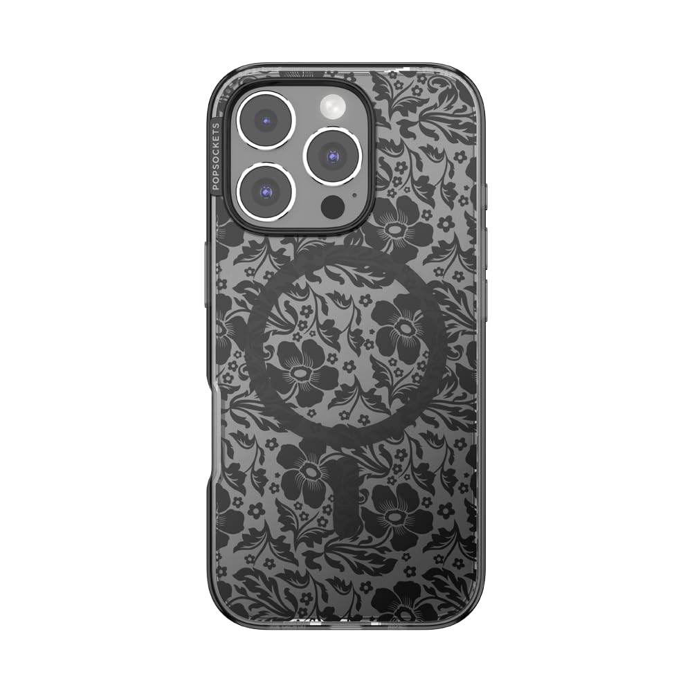 PopSocketsiPhone 16 Pro Case Compatible with MagSafe, Phone Case for iPhone 16 Pro, Wireless Charging Compatible, Case Only - Black Lace