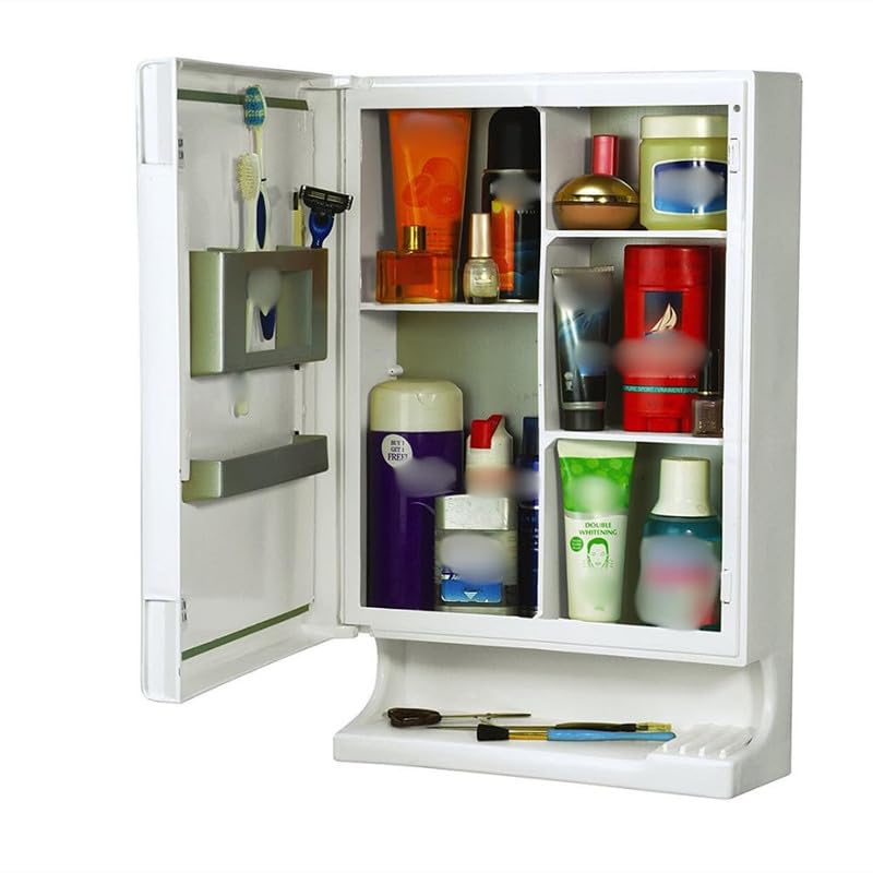 Image of Luxury Bathroom Cabinet with Mirror| Crafted from Premium ABS | Great Looking & Impressive | Durable & Heavy | Multi-Level Storage and Hidden Toothbrush Holder | Makeup Accessories Organizer