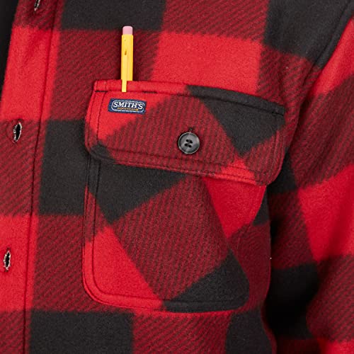 Image of Smith's Workwear Men's Sherpa-lined Plaid Fleece Shirt Jacket