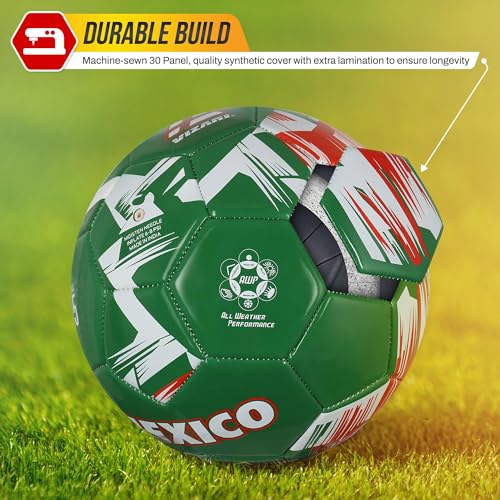 Image of Vizari Country Soccer Ball with Long-Lasting Air Retention Bladder and Machine-Stitched Panels | Consistent Bounce for Passing and Shooting | Eye-Catching National Colors Design