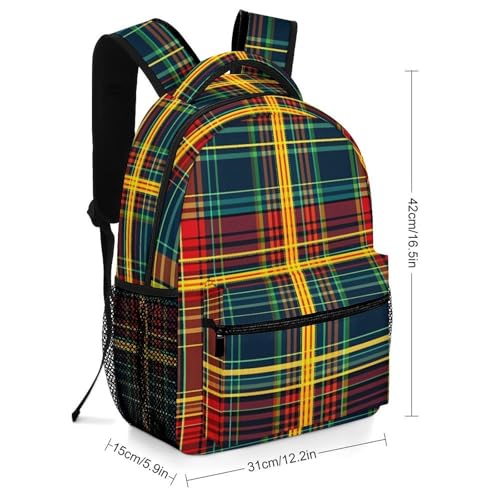 Red Scottish Tartan Plaid Funny Backpack Casual Daypack Lightweight Shoulders Bag for Men Women Cute Print2