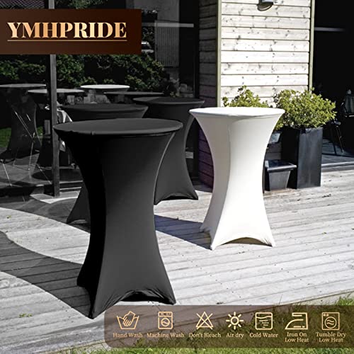 6er-Set Weiß Stretch Stehtisch Husse für Bistrotisch Ø 80-85 cm Spandex Stretch Tischdecke, Verstärkung im Fußbereich Für Hochzeit Geburtstagsfeier Bankett Stehtische und Bistrotische(80×110cm,Weiß)