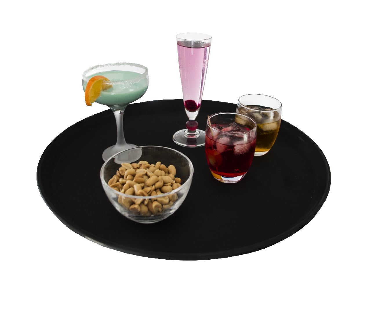 3 Vassoi Antiscivolo da Bar Rotondo 36 cm Superficie Gommata Professionale vassoio Nero per Servizio Tavoli in Polipropilene Alta Resistenza per Servire Bevande drink colazione in Sicurezza
