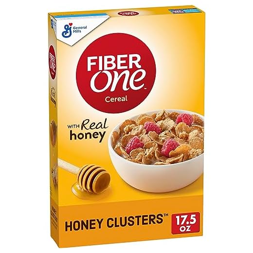 Fiber One Honey Clusters Breakfast Cereal, Whole Grain, High Fiber, 17.5 oz