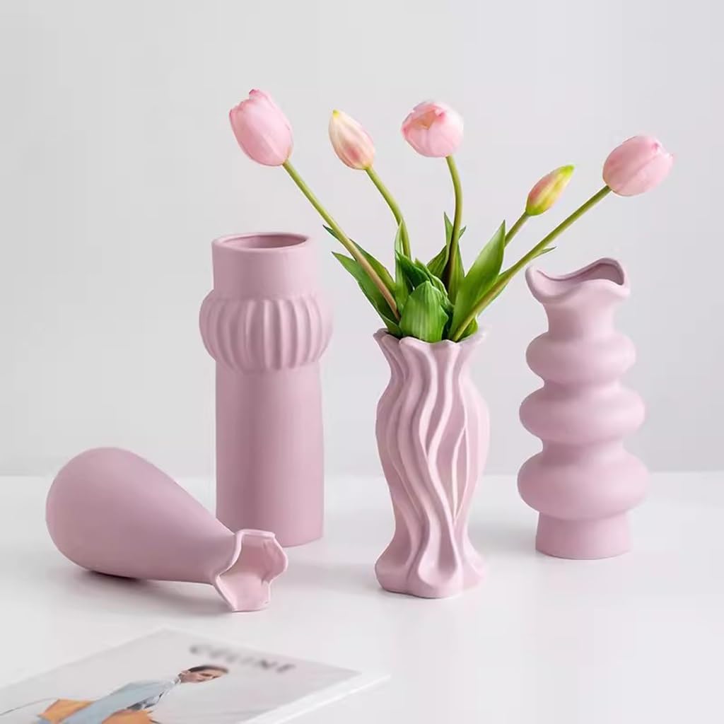 Blumenvase Lila Moderne dekorative Keramikvase, getrocknete Blumenvase, Blumenarrangement-Ornamente for Esstisch und Wohnzimmer Wohndeko