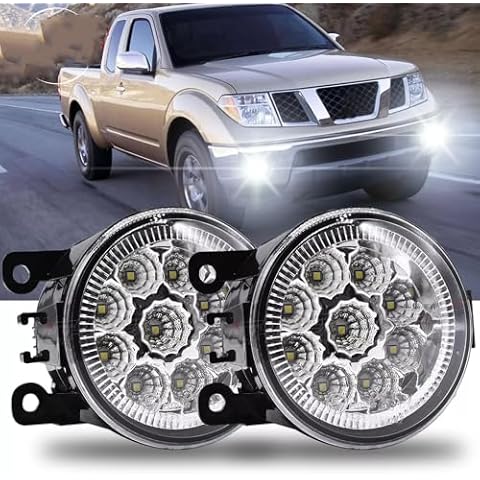 CHUSYYRAY Fog Light Assembly Compatible with Nissan Titan Fog Lights Assembly 2016 2017 2018 2019, Clear Lens Bumper Lamp Led Fog Lights, DOT Approved 6000K Cool White Light, Pack of 2 Cover