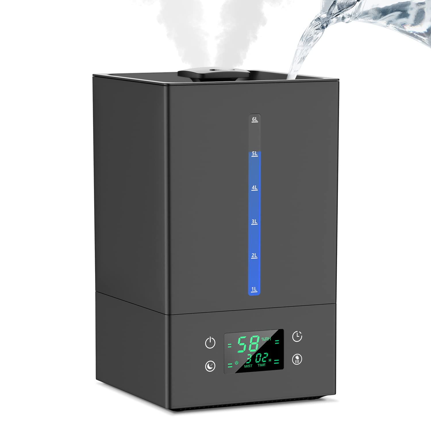 Photo 1 of 6L Humidifiers for Bedroom Large Room, Cool Mist Humidifiers for Baby Nursery Plants with Essential Oils Diffuser, 360°Rotatable Double Spray Outlet Nozzle, Quiet, Top Fill Ultrasonic Smart Control