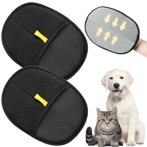 Image of 2Pcs Pet Hair Remover Glove,Static Pet Removal Gloves,Cat Grooming Gloves for Hair Removal,Reusable Double Sided Pet Hair Remover,for Couch,Furniture,Carpet,Curtain