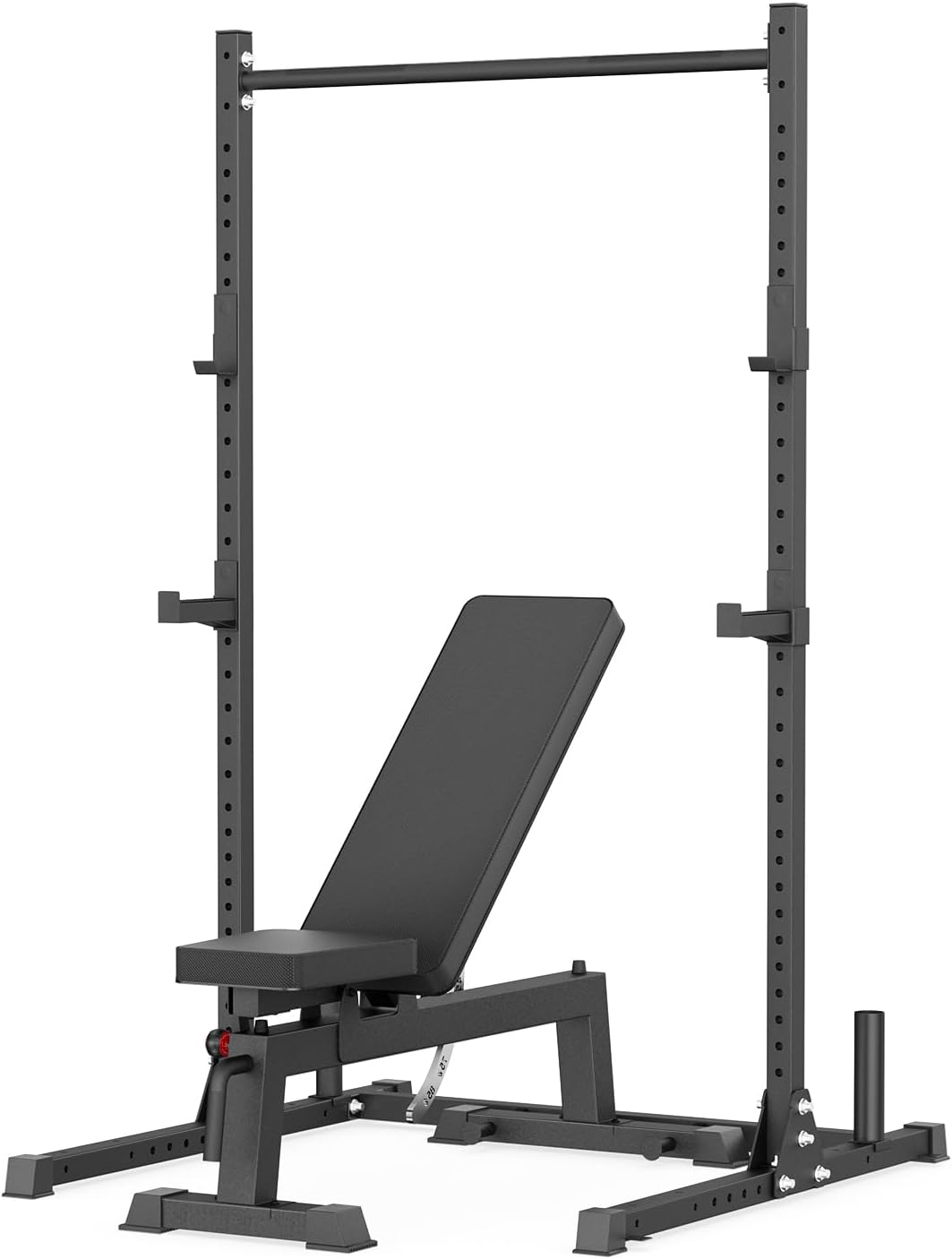 papababe Squat Rack with Pull Up Bar for Home Gym, Adjustable Power Cage with J-Hooks, 800LB Capacity Multi-Functional Bench Press Power Rack for 6FT, 7FT Barbell, Weight Lifting Rack