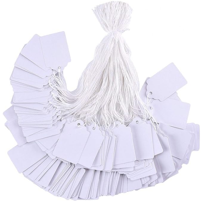 MOREL 500PCS White Merchandise Tags, Paper Price TAG with String, Tags with Strings for Clothes, Hang TAG Labels for Sale, 4.5X3 CM Price Label. (Pack 500)-image-21