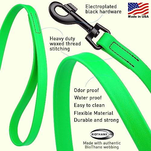 Dogline Biothane Waterproof Dog Leash Strong Coated Nylon Webbing With Black Hardware Odor-Proof For Easy Care Easy To Clean High Performance For Small Or Large Dogs Made In Usa 4 Or 6 Ft Lead #TOP1