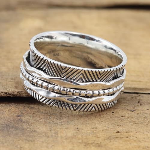 Anillo giratorio de plata 925 unisex talla 10.5 antiestrés para el pulgar 4