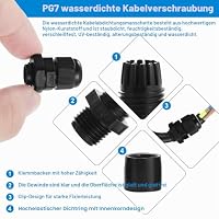 Faankiton 20STK Kabelverschraubung Set Kabeldurchführung Wasserdicht PG7 – Ansicht 3