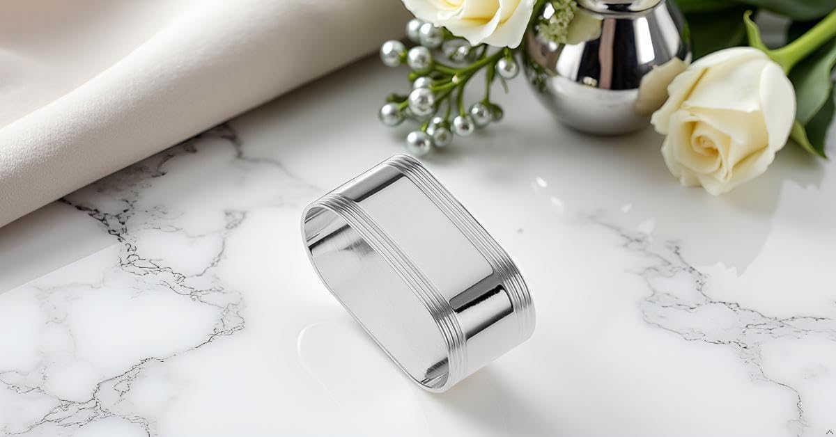 Serviettenring | Silber Plated versilbert | 5,5x2,5 cm | Edles Tafelsilber | Für Stoffservietten | Für Hochzeit & Feiern