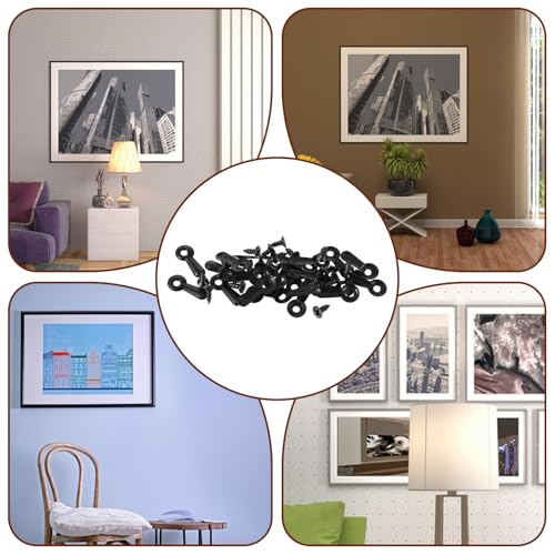 Image of 100 PCS Picture Frame Backing Clips, Metal Picture Frame Turn Buttons Fasteners with 100 Pieces Screws Pictures Framing Hardware for Photos Hanging DIY Crafts Drawings Posters(Black)