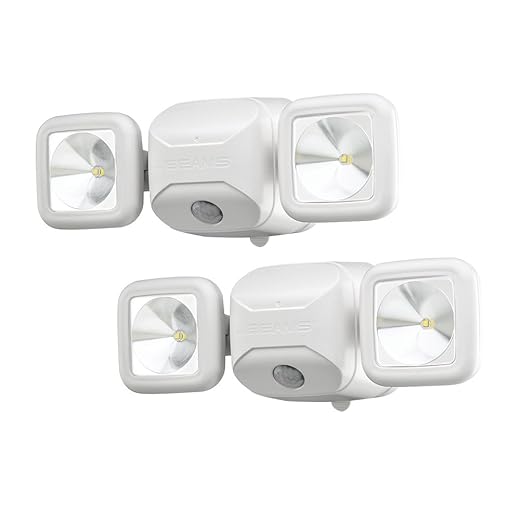 Beams MB3000-WHT-02 Outdoor Battery-Powered Wireless Motion Sensing Dual Head Security Floodlight, 500 Lumens, White, 2-Pack