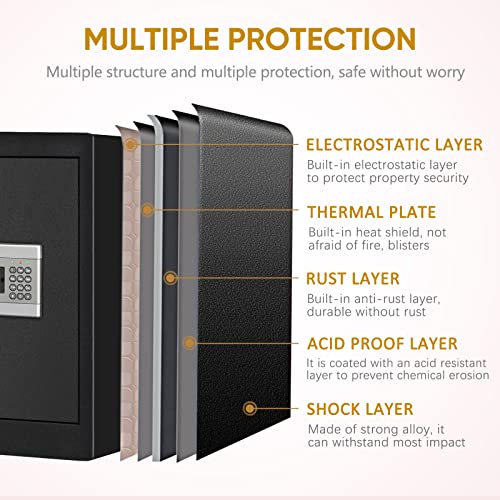 Riddost Safe Box 2.5 Cubic, Home Safe Box With Fireproof Document Bag, Home Safe Fireproof Waterproof For Pistol Jewelry Document Medicines, Cabinet Safes With Alarm System #TOP3