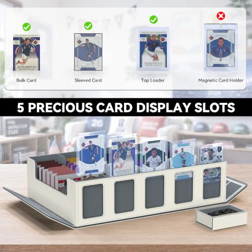 Image of Kabinka Soccer Card Storage Box with Window Display, 5-Row Sport Card Storage Box, 3900+ Card Deck Box for Soccer Sports Card TCG, 5 Top Loaders, 5 Stoppers, 48 Dividers, 1 Dice Tray (Soccer 2)