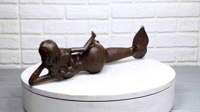 Escultura de Sirena Náutica Rústica de Hierro Fundido 13 in miniatura 7