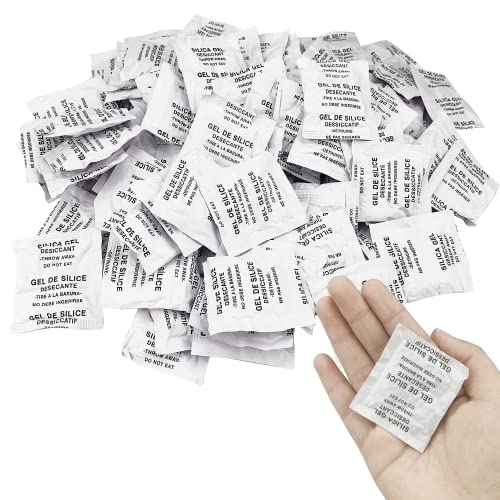 Lot de 100 paquets de gel de silice déshydratant résistant à l'humidité Emballage scellé Déshydratant Gel de silice pour déshumidifier les vêtements, la nourriture, la chambre, la cuisine (3 g/paquet) Cover