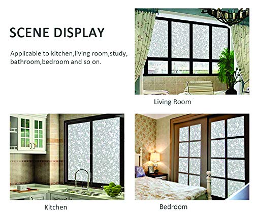 Image of ELTON Vinyl Self Adhesive Heat Control Anti UV 3D Window Privacy Film (24 x 240 inches, Small White Flower)