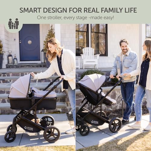 Image of KOOLABABY 2-in-1 Foldable Baby Stroller - Newborn to Toddler Stroller with Extendable Canopy, 5-Point Harness & Large Storage Basket - One Hand Fold