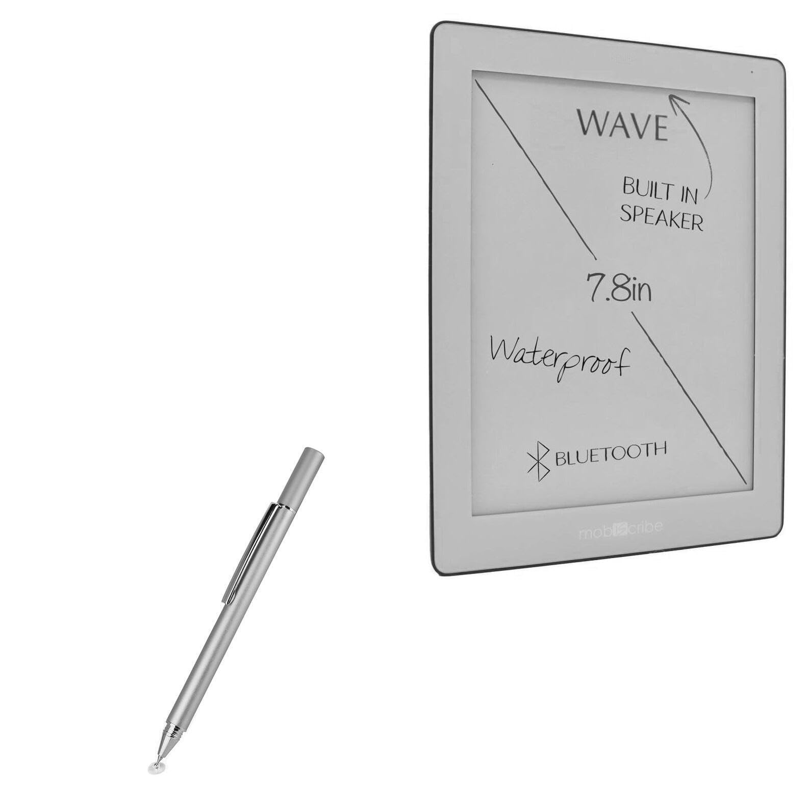 BoxWave Stylus Pen Compatible with Mobiscribe Wave Black & White (7.8 in) - FineTouch Capacitive Stylus, Super Precise Stylus Pen for Mobiscribe Wave Black & White (7.8 in) - Metallic Silver