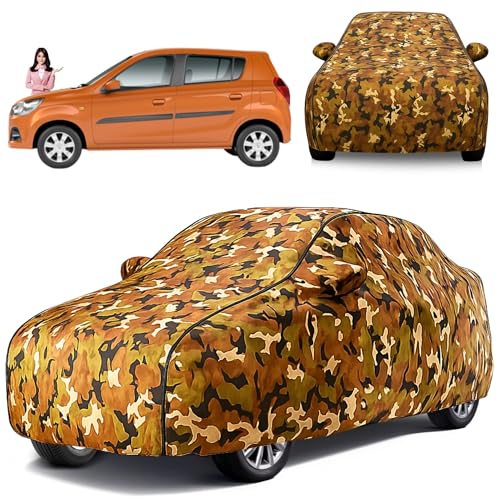 Image of Avecrew 100% Waterproof Car Cover for Alto K10 All Model Mirror & Antenna Pocket Triple Stitched, Dustproof Full Body Protection (Heat & UV Resistant,Jungle)