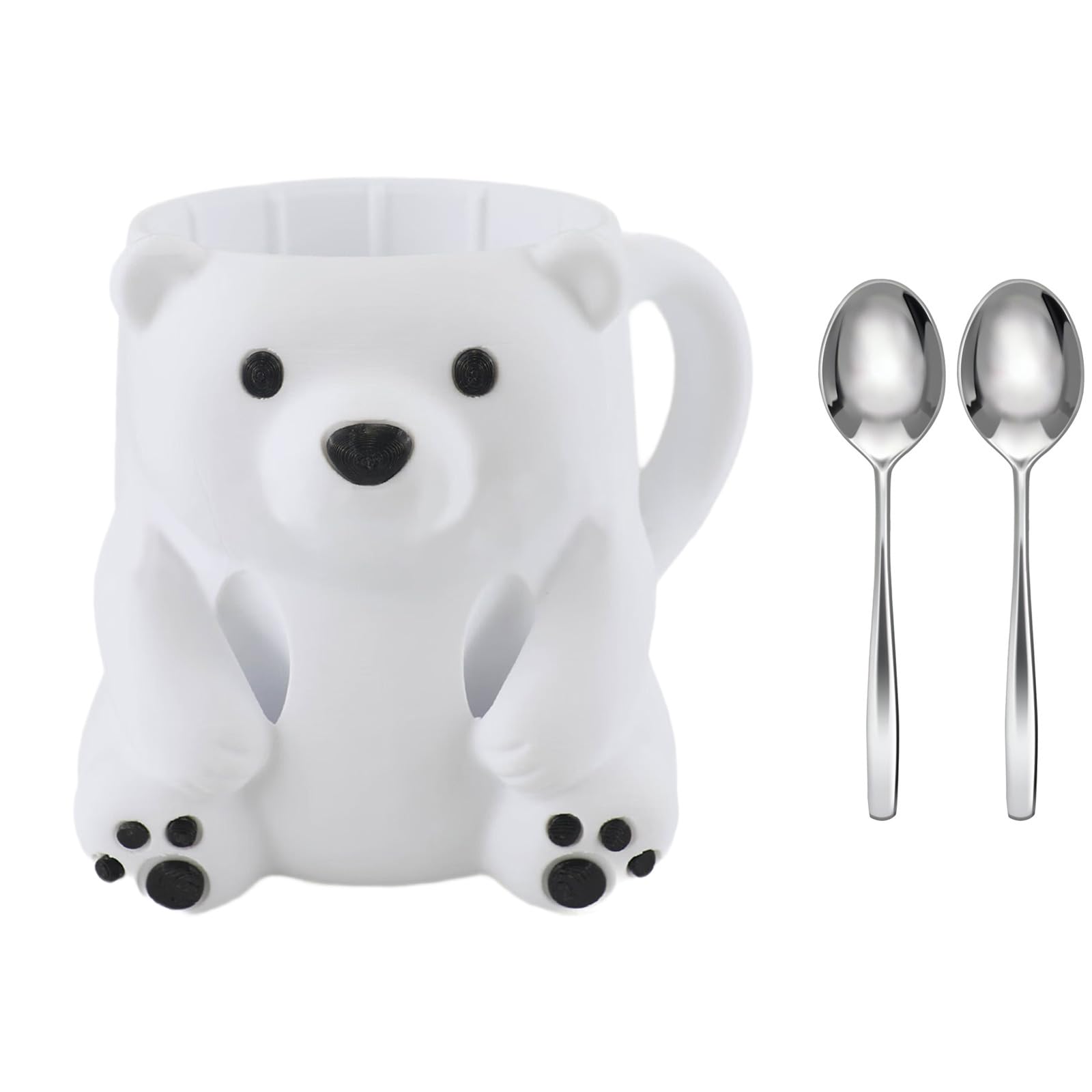 YROHGKPN Cartoon Animal Shape Ice Cream Cup Sleeve Holder with Antifreeze Handle and Secret Candy Compartment Double Spoons Ice Cream Holder with Builts in Spoon Storage Slot