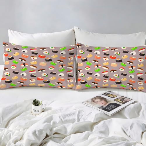 Housse de couette 140x200 sushi parure de lit microfibre douce pour peau sensible - 4