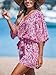CUPSHE Women's Summer Romper Abstract Print V Neck 3/4 Sleeve Loose Drawstring Mini Jumpsuit Wide Leg Outfit Fuchsia, XS