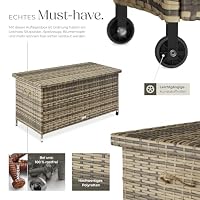 tectake® Poly Rattan Auflagenbox wetterfest, abschließbare Box mit Deckel, outdoor Aufbewahrungskiste mit Innentasche, Kissenbox 270L, rollbar, für Garten, Terrasse, Balkonmöbel - natur – Ansicht 3