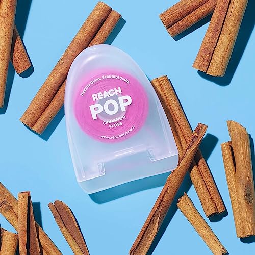 REACH-POP-Dental-Floss-Vegan-Wax-PFAS-Free-Durable-Shred-Resistant-Slides-Smoothly-Easily-Effective-Plaque-Removal-Pink-Color-Floss-Cinnamon-547-Yard