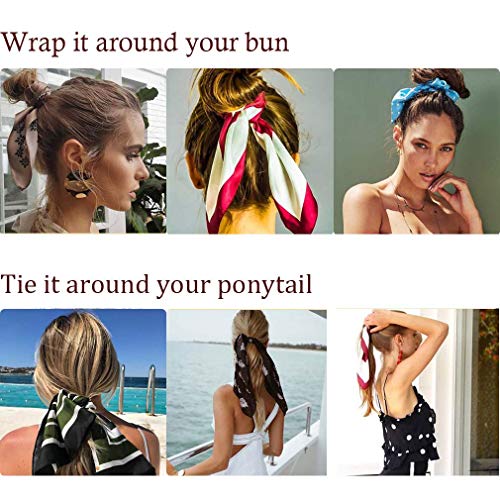 4Pcs Hair Scrunchies Chiffon Scarf Hair Ties Elastic Hair Bands Ponytail Holder Flower Printed Hair Bobbles Vintage Accessories for Women Girls - Thumbnail 7