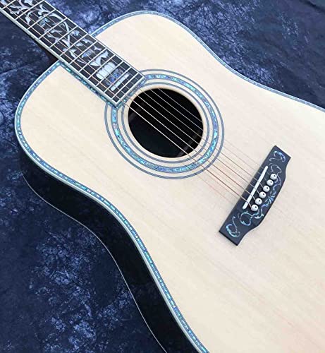 GaYouny Guitare acoustique en épicéa massif 45AA avec dos en palissandre (couleur : guitare, taille : 104,1 cm) - Les Beatles, Paul McCartney, John Lennon, RIngo Starr, George Harrison GaYouny Guitare acoustique en épicéa massif 45AA avec dos en palissandre (couleur : guitare, taille : 104,1 cm) – Image 4