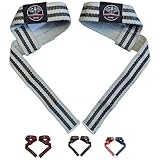Swoll Daddy Lifting Wrist Straps for Strength Training, Deadlifts, Weightlifting, Bodybuilding, Powerlifting, Crossfit - Padded Neoprene- 24 inch Cotton straps (Grey/Black)