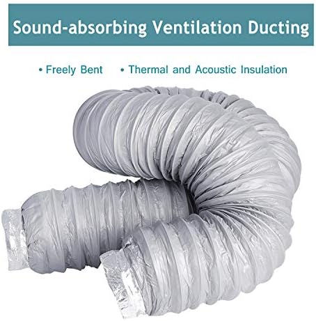Flexible Fan Ducting, HG POWER 4'' Low Noise Silencer Ventilation Ducting, Aluminum Air Duct Hose for Extractor Fan (ø100mm * 2.5m)