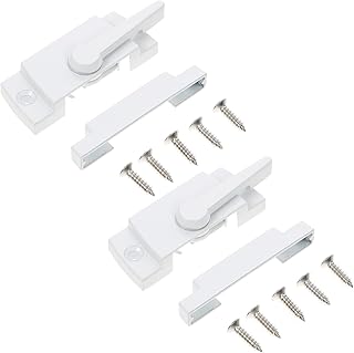DOITOOL 2 Sets Window Sash Locks and Keeper Sliding Window Sash Lock Hung Window Latch Lock Replacement Security Locks for Vertical and Horizontal Sliding Windows Use White