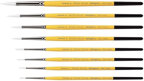 Miniatura 3 de KINGART B-087 Premium 8 piezas Gold Grip 7950 Series Juego de pinceles redondos para artista, pelo sintético de nailon blanco para pintura facial,