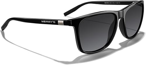 Miniatura 33 de MERRY'S S8286 Lentes de sol polarizados de aluminio, unisex, estilo de época, para hombres y mujeres 0c03 Marco negro/lente de espejo verde/patillas