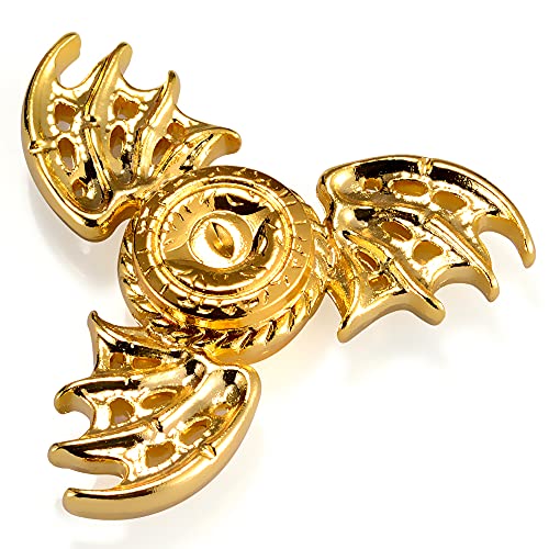 Fidget Sensory Toy Finger Hand Spinners Made by Metal,Help Relieves Stress and Anxiety,Cool Phoenix Dragon Wings Eyes, Shiny Golden